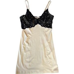 EUC Skweez Couture Mini Dress Slip Lace Bust Spaghetti Straps Cream Black M